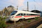 411 026 (Tz 1126  Leipzig ) als ICE 1631 (Linie 15) von Frankfurt(Main)Hbf nach Berlin Hbf (tief) verlässt Halle(Saale)Hbf auf Gleis 3.