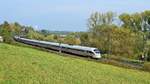 DB Fernverkehr Tz 1132 (411 032/532)  Wittenberge  und Tz 1167 (411 067/567)  Traunstein  als ICE 1689 / 1589 Hamburg-Altona - München Hbf / Bremen Hbf - München Hbf, ab Hannover Hbf vereinigt (Umleiter wegen Bauarbeiten auf der SFS Hannover - Göttingen) (Elze, 24.10.19).