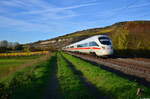 DB Fernverkehr 411 075/ 411 575 Villingen-Schwenningen fährt am späten Nachmittag des 01.11.2022 in Richtung Würzburg. Aufgenommen in Thüngersheim