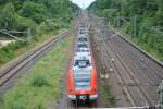 Ein ET 423 fuhr am 30.06.2011 aus dem Bahnhof Langen Flugsicherung aus.