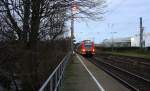 Die Rhein Niers Bahn (RB33) kommt die Kohlscheider-Rampe hoch aus Duisburg-Hbf,Heinsberg-Rheinand nach Aachen-Hbf und hält in Kohlscheid und fährt in Richtung