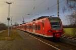 Ausfahrt einer RE8 nach Mönchengladbach ist hier im Nachschuß zusehen beim Verlassen von Rommerskirchen am Samstag den 23.1.2016