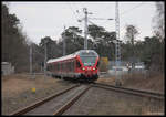 ET der Baureihe 429 der DB erreicht hier am 27.2.2017 aus Binz kommend auf der KBS 197 den Bahnhof Prora.