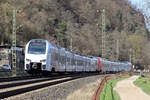 DB  Süwex  429 117 als RE 2 nach Frankfurt bei Stolzenfels/Koblenz auf der linken Rheinseite 14.3.2024