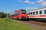 Am 2.6.17 war 442 340 auf dem RB 17 Rostock-Ludwigslust. Hier bei der Einfahrt Bad Kleinen