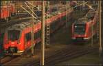 Im Rbf Wustermark stehen die zuknftigen Nahverkehrszge der Deutsche Bahn eintrchtig nebeneinander.