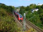 Deutschland, Rheinland-Pfalz, Wincheringen, DB 442706, RB 12324 verlsst den Bahnhof Wincheringen in Richtung Nennig auf der KBS 692 Wittlich Hbf – Trier Hbf – Wincheringen - Perl,