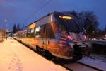 442 354-7 als S1 von Warnemnde-Werft nach Rostock Hbf kurz vor der Ausfahrt um 07:52 Uhr im Haltepunkt Rostock-Holbeinplatz.08.01.2016