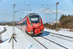 442 105 ist als RB 59353 nach Bamberg am 18.01.2017 unterwegs gesehen in Gundelsdorf.Bild wurde vom Bahnsteigende gemacht.