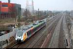 9442 103 (Bombardier Talent 2) von Abellio Rail Mitteldeutschland als RB 74768 (RB75) von Halle(Saale)Hbf nach Lutherstadt Eisleben passiert den Abzweig Thüringen (At).