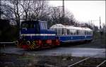 Seltener Gast, der nie wieder dorthin kommen wird, war am 14.4.1992 der Gläserne Zug 491001 auf der Delmenhorst Harpstedter Eisenbahn.
