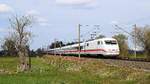 DB Fernverkehr Tz 168 (401 068/568)  Crailsheim  als ICE 929 Kiel Hbf - Regensburg Hbf (Hüde, 18.04.2021).