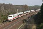 401 xxx als ICE 77 (Kiel Hbf–Zrich HB) am 23.03.2015 zwischen Suderburg und Unterl