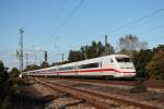 Nachschuss auf 808 032-7/402 046-7  Frankfurt (Oder)  der am 27.09.2014 zusammen mit 808 031-9/402 031-9  Brandenburg an der Havel  als Ersatz für einen ausgefallenen ICE 1 auf der Relation (Berlin - Basel - Berlin) durch Orschweier gen Norden fuhr.