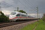 Auf dem Weg von Basel SBB nach Köln war am 13.05.2017 der redesignte 403 502-8  Hansestadt Lübeck , als dieser bei Buggingen gen Norden fuhr.