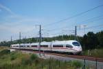 ICE Bruxelles-Midi - Frankfurt Hbf fhrt durch den Grnhaut (Limbourg, B), Hochgeschwindigkeitslinie LGV 3, Juni 2009