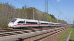 Einfahrt ICE 9011 (9380 0812 011-6) auf das Ausweichgleis bei Diedersdorf am 03. Mai 2023.