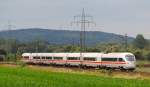 ICE-T 411 069 hat als Ziel Mnchen Hbf, wobei sie dafr noch einige Kilometer vor sich hat. Aufgenommen am 23.06.2011 in der Nhe von Trieb.