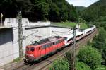 DB 140 401-1 als Vorspann ICE 1507 Hamburg - München, Frankenwaldbahn KBS 840 Lichtenfels - Saalfeld, fotografiert bei Lauenstein am 09.06.2010