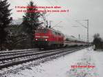 Hier meine Weihnachtsgre an euch Bahn Fotografen. Hier schleppt eine 218 einen 
ICE-T bei Frankfurt am Main Mainkur am  03.01.10
