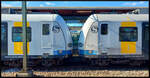 423 006-6 & 845-7 der S-Bahn Stuttgart am 04.04.2023 in Herrenberg.