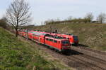 111 076 und 423 710 am 6. April 2024 bei Vierkirchen.