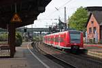 Nachschuss auf 425 629-3 am 12.04.2017, als dieser als RB71 (Homburg (Saar) Hbf - Trier Hbf) aus dem Bahnhof von Völklingen gen Norden fuhr.