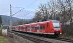 S2 nach Kaiserlautern Hbf alias 425 818-2 im Nachschuß bei der Einfahrt in Neckargerach am 8.2.2021