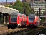 Aufeinandertreffen zwischen einem 425 und einem 765.5 Steuerwagen der als RE1 (10118) auf dem Weg nach Aachen ist.