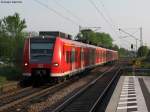 28.04.2011: 425 268-0 erreicht mit 425 212  Wiesloch-Walldorf  als S3 nach Germersheim den Haltepunkt Bad Schnborn-Kronau.