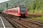 RE1 verlsst den Bahnhof Mosbach Neckarelz in Richtung Heilbronn, am Abend des 20.8.2014