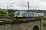 Der Eurobahn Triebzug ET 8.06 Anfang Juli 2019 auf dem Altenbekener Viadukt.