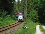 Auf dem Weg zum Knigssee wurde bei Hallthurm ein kurzer Stopp gemacht um ET 132 abzulichten, als er gerade in Richtung Berchtesgaden emporklettert.