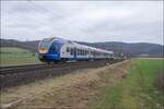 428 001 ist am 21.02.2024 als RB 5 in Richtung Fulda unterwegs,gesehen bei Reilos.