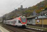 VIAS 403 als VIA 25015 von Neuwied nach Frankfurt (M) Hbf, bei der Ausfahrt in Kaub; 01.11.2011