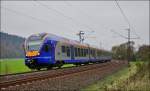 428 552-Cantus- der Linie R5 von Kassel nach Fulda am 28.10.14 bei Hermannspiegel zu sehen.