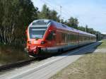 Menschenleerer Bahnhof Prora,am 04.September 2012,als 429 030 mit dem RE 13168 Binz-Lietzow dort hielt.