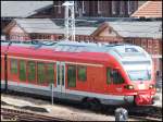 Triebkopf eines 5-teilgen Stadtler Flirt (BR 429) als Hanse-Express in Sassnitz am 16.06.2013