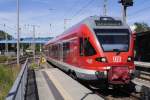 429 036 als RE Sassnitz - Stralsund - Rostock bei der Einfahrt nach Bergen auf Rügen (17.6.14).