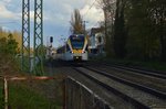 Am Sonntag den 17.4.2016 fährt der Eurobahn-Triebwagen ET 7.08 als RE13 nach Venlo.