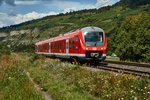 440 813-4 ist als RB am 09.08.16 von Gemünden/M. komment und weiter in Richtung Würzburg/Hbf. bei Thüngersheim unterwegs.