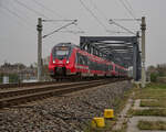 442 622 war am 30.03.2024 mit einem weiteren Talent 2 auf dem Weg von Senftenberg nach Dessau. Gerade wurde die Elbebrücke zwischen Roßlau und Dessau überquert.