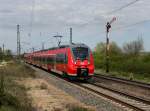 Der 442 721 als S Bahn nach Nrnberg am 27.04.2012 unterwegs bei Eggolsheim.