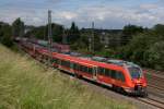 Der 442 258 fuhr am 09.06.2012 mit dem 442 257 als RE9 10917 durch Eschweiler.