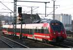 442 647 (Talent 2) passiert auf seinen Weg nach Cottbus als RE 18406 den Bahnhof Dresden - Freiberger Straße am 14. Februar 2014.