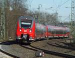 Die seit Gießen vereinigten Hamster, vorne der 442 287, sind am 24.02.2014 auf  dem Weg nach Frankfurt und werden gleich Butzbach erreichen.
