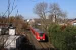 1440 380 der Deutschen Bahn AG war am 24. Februar 2021 als RB 10373 von Heinsberg (Rheinl.) nach Aachen Hauptbahnhof unterwegs. Hier bei Heinsberg-Oberbruch