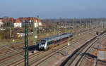 1442 160 pendelte am 14.01.18 auf der S9 zwischen Halle(S) und Eilenburg.