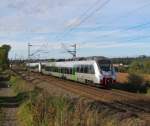 20.10.2014 14:04 1442 627 und ein weiterer unbekannter Triebzug der Baureihe 1142 (DB AG Baureihe 442) als S5X der S-Bahn Mitteldeutschland von Zwickau Hbf nach Halle (Saale) Hbf kurz zwischen Lichtentanne (Sachsen) und Steinpleis.