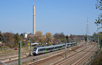 Eine S-Bahn nach Geithain passiert am 09.04.16 Leipzig-Connewitz.